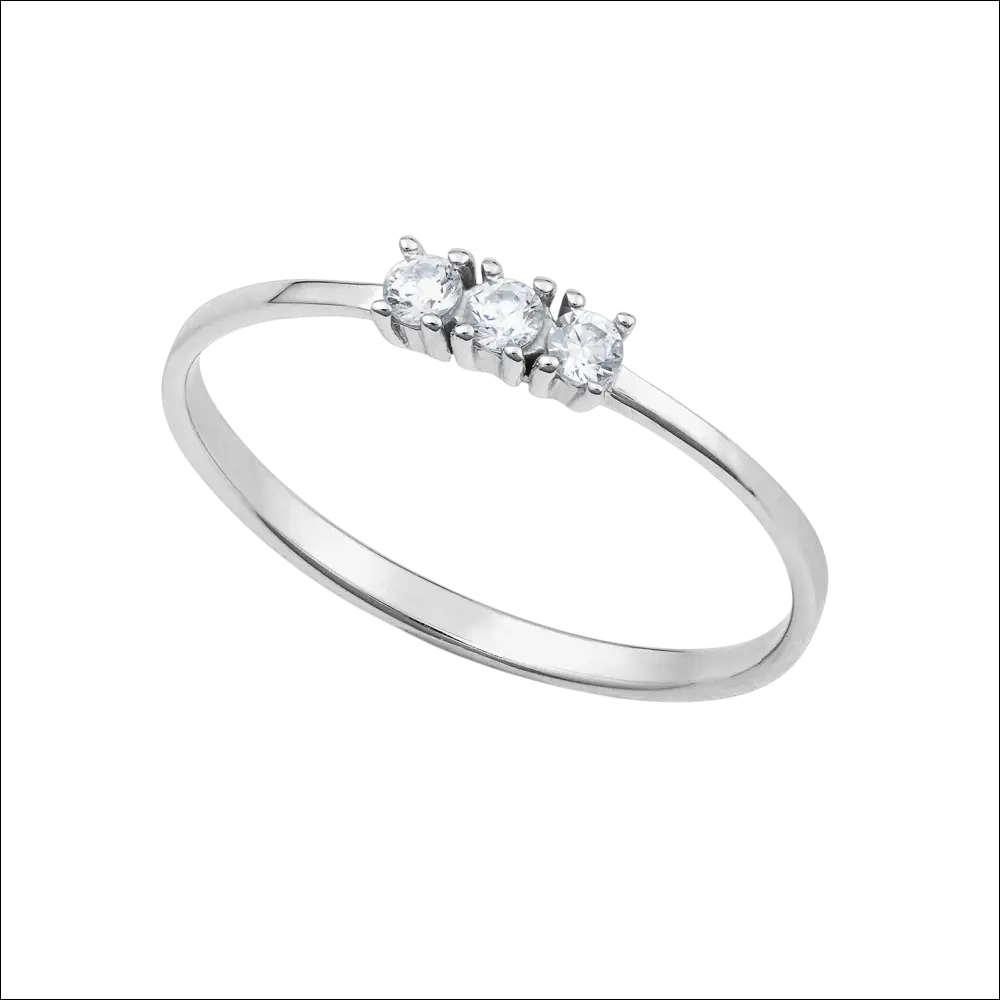 Anello Oro Bianco Trilogy zirconi Ambrosia AAZ 144, elegante design minimalista