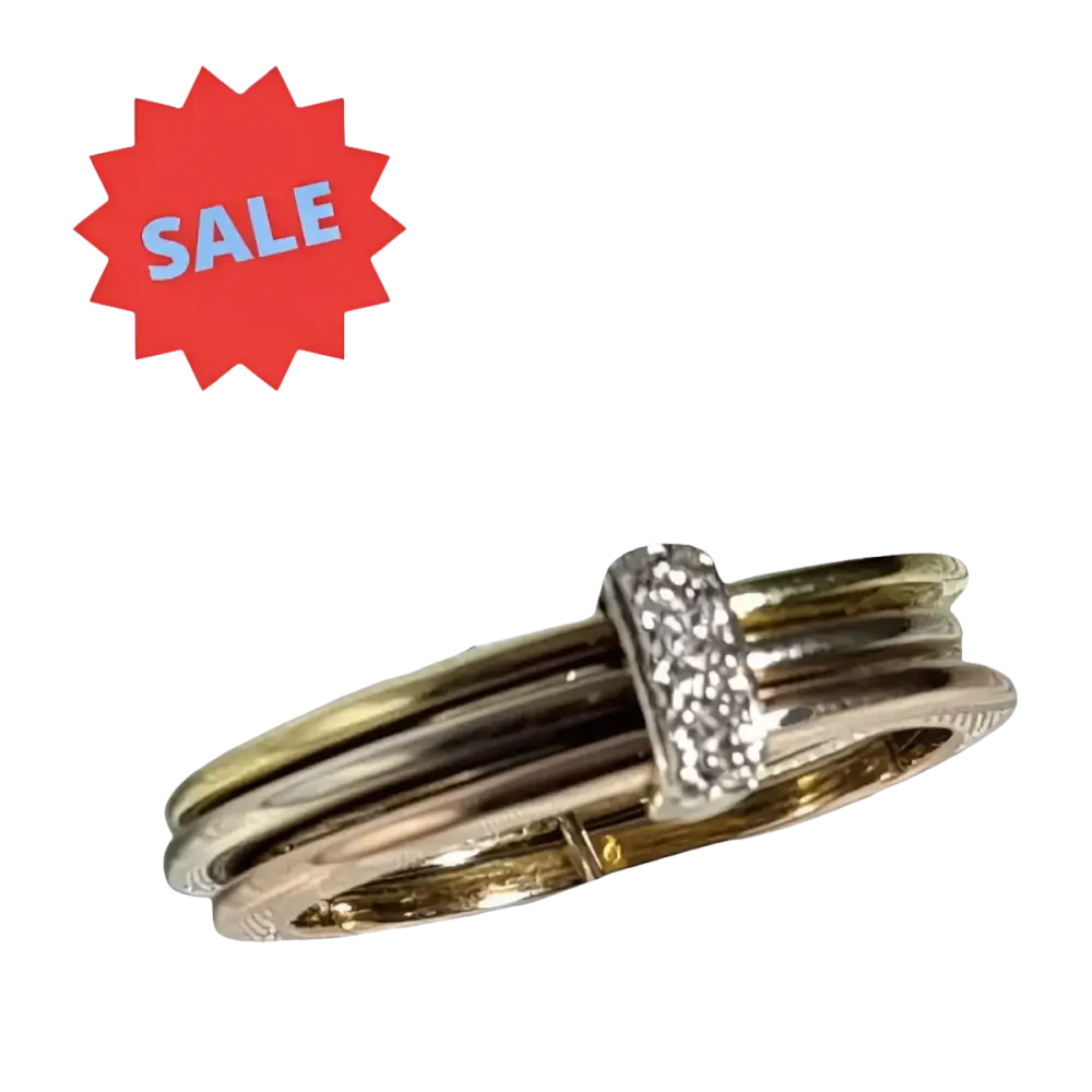 Bangle tri-colore con diamante, Anello Oro con Diamanti Salvini 0,07 ct