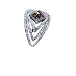 Anello Oro CENTOVENTUNO con diamante marrone quadrato e più strati di oro e diamanti bianchi