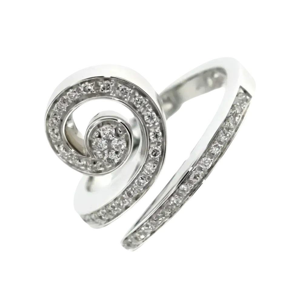 Anello oro e diamanti 0.32 Riccio e Capriccio Salvini con spirale in argento e diamanti