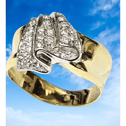 anello oro giallo 750/1000 e 32 diamanti ct 0,48|bonini-gioielli