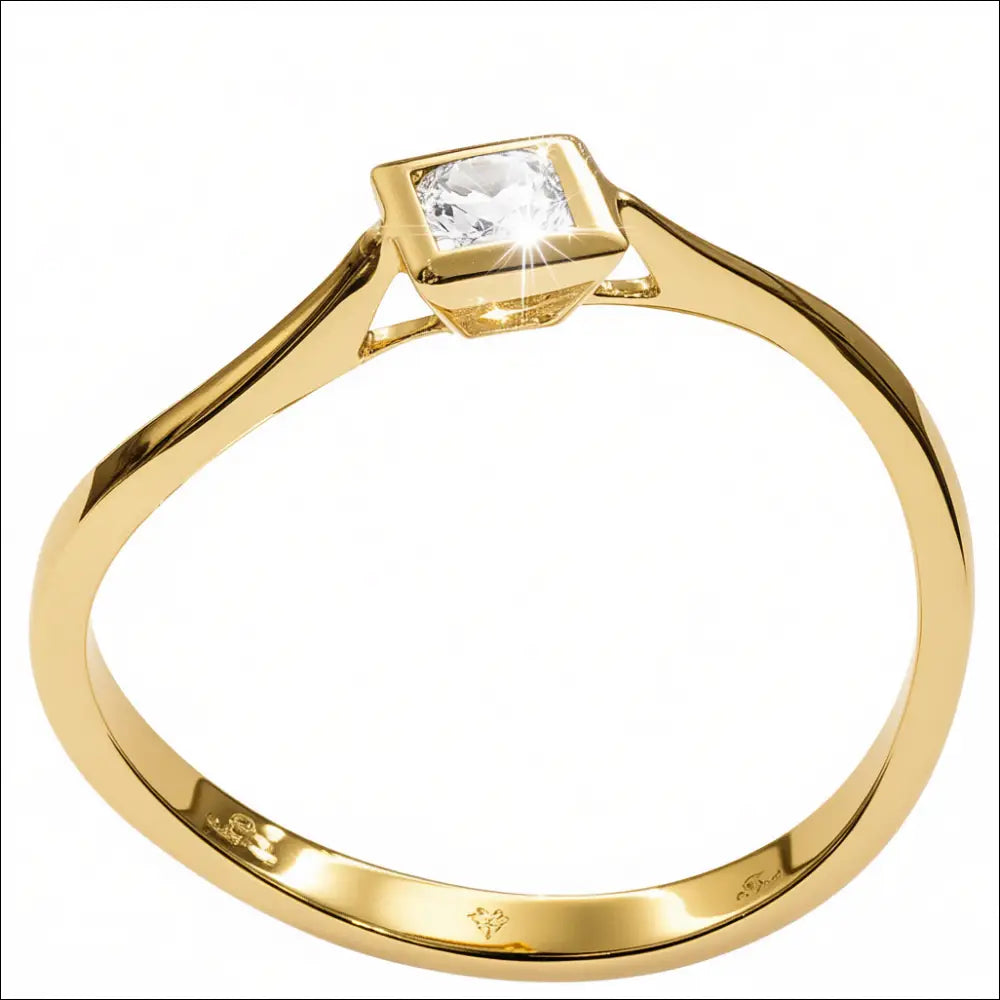 Anello Oro Giallo 750/1000 e Diamante Carré 0,16 ct|bonini-gioielli