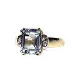 anello oro giallo acquamarina e diamanti DE LAZZARI|bonini-gioielli