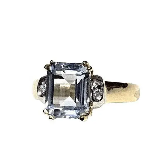 anello oro giallo acquamarina e diamanti DE LAZZARI|bonini-gioielli