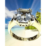 anello oro giallo acquamarina e diamanti DE LAZZARI|bonini-gioielli