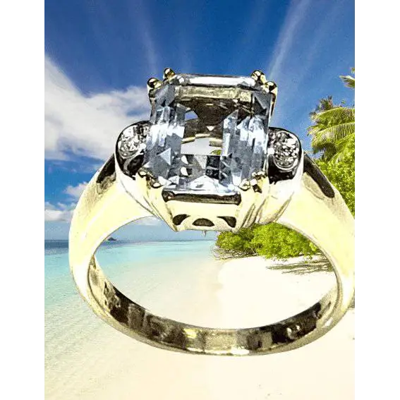 anello oro giallo acquamarina e diamanti DE LAZZARI|bonini-gioielli