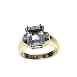 anello oro giallo acquamarina e diamanti DE LAZZARI|bonini-gioielli