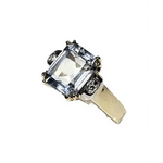 anello oro giallo acquamarina e diamanti DE LAZZARI|bonini-gioielli