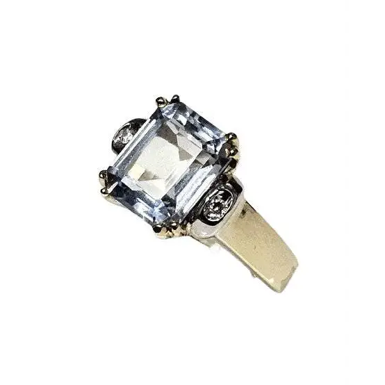 anello oro giallo acquamarina e diamanti DE LAZZARI|bonini-gioielli