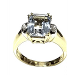 anello oro giallo acquamarina e diamanti DE LAZZARI|bonini-gioielli