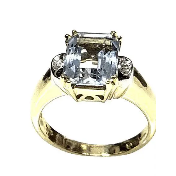 anello oro giallo acquamarina e diamanti DE LAZZARI|bonini-gioielli