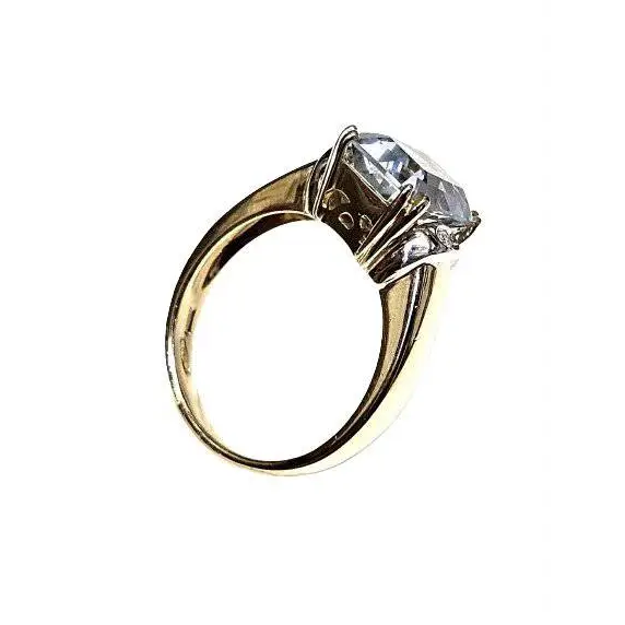 anello oro giallo acquamarina e diamanti DE LAZZARI|bonini-gioielli