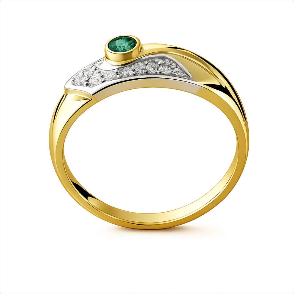 Anello oro giallo con smeraldo e diamanti UNOAERRE|bonini-gioielli