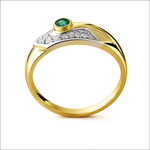 Anello oro giallo con smeraldo e diamanti UNOAERRE|bonini-gioielli