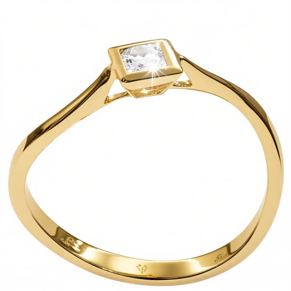 Anello Oro Giallo 750/1000 e Diamante Carré 0,16 ct|bonini-gioielli
