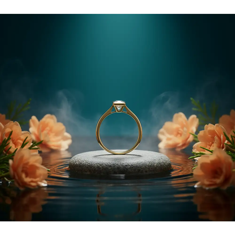 Anello Oro Giallo 750/1000 e Diamante Carré 0,16 ct|bonini-gioielli