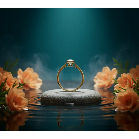 Anello Oro Giallo 750/1000 e Diamante Carré 0,16 ct|bonini-gioielli