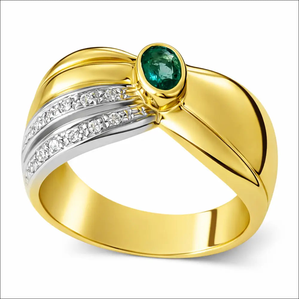 Anello Oro Giallo Smeraldo e Diamanti De Lazzari|bonini-gioielli