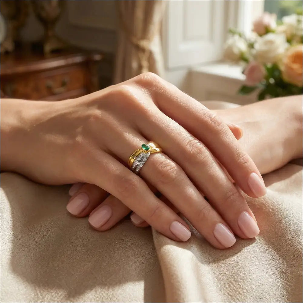 Anello Oro Giallo Smeraldo e Diamanti De Lazzari|bonini-gioielli