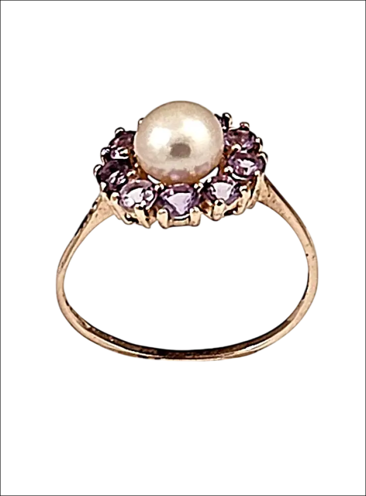 Anello Oro Rosa 9KT con Perla e Topazi Rosa |bonini-gioielli