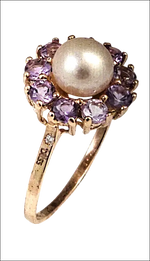 Anello Oro Rosa 9KT con Perla e Topazi Rosa |bonini-gioielli