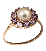 Anello Oro Rosa 9KT con Perla e Topazi Rosa |bonini-gioielli