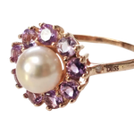 Anello Oro Rosa 9 KT con Perla e Topazi Rosa|bonini-gioielli