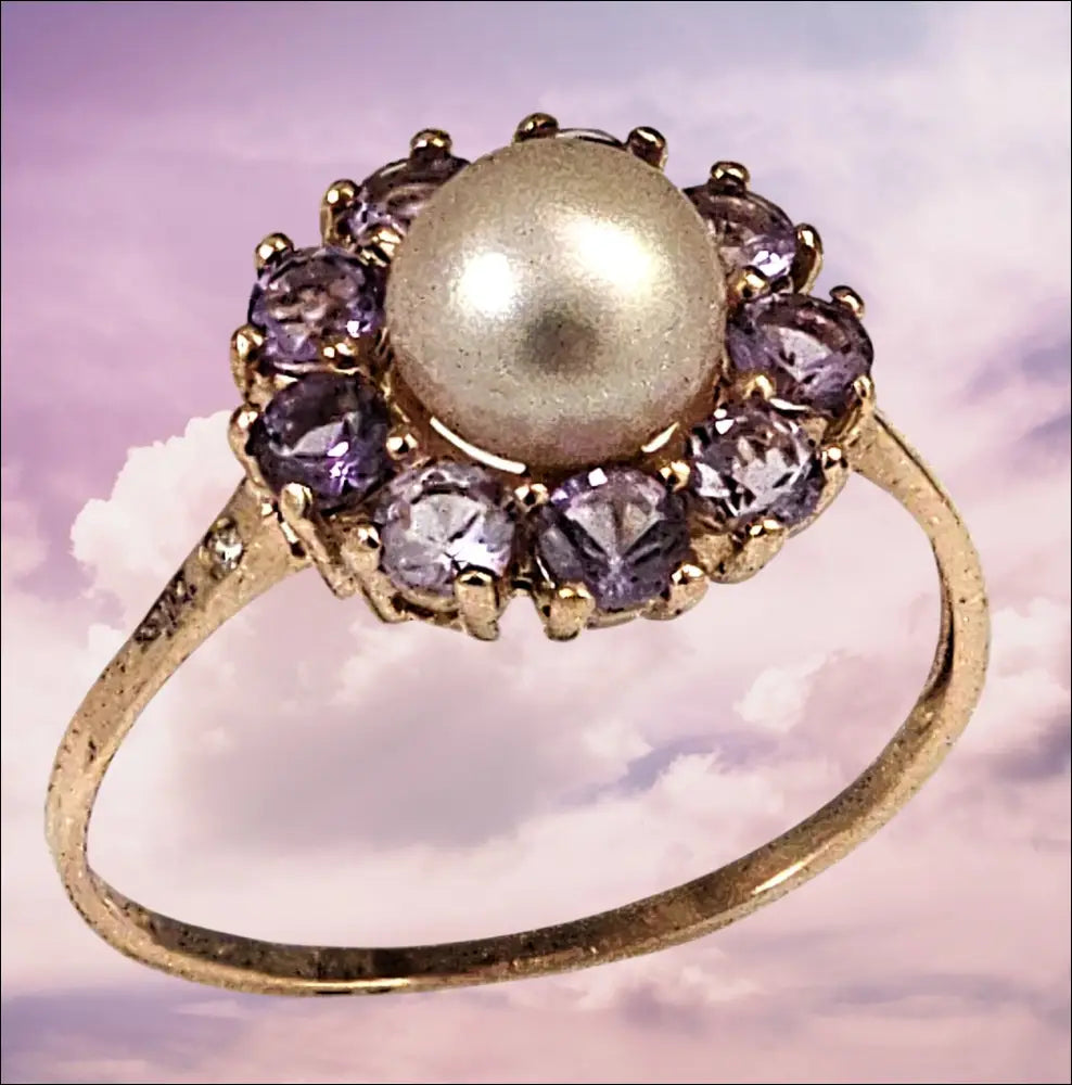 Anello Oro Rosa 9KT con Perla e Topazi Rosa |bonini-gioielli