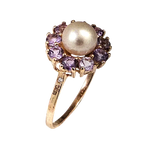 Anello Oro Rosa 9KT con Perla e Topazi Rosa |bonini-gioielli