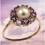 Anello Oro Rosa 9KT con Perla e Topazi Rosa |bonini-gioielli