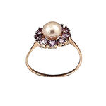 Anello Oro Rosa 9KT con Perla e Topazi Rosa |bonini-gioielli