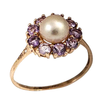 Anello Oro Rosa 9KT con Perla e Topazi Rosa |bonini-gioielli