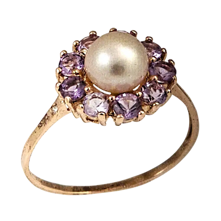 Anello Oro Rosa 9KT con Perla e Topazi Rosa |bonini-gioielli