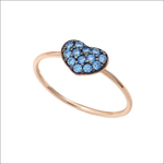 Anello oro rose con cluster di zirconi azzurri a forma di cuore Ambrosia AAZ 125|bonini-gioielli