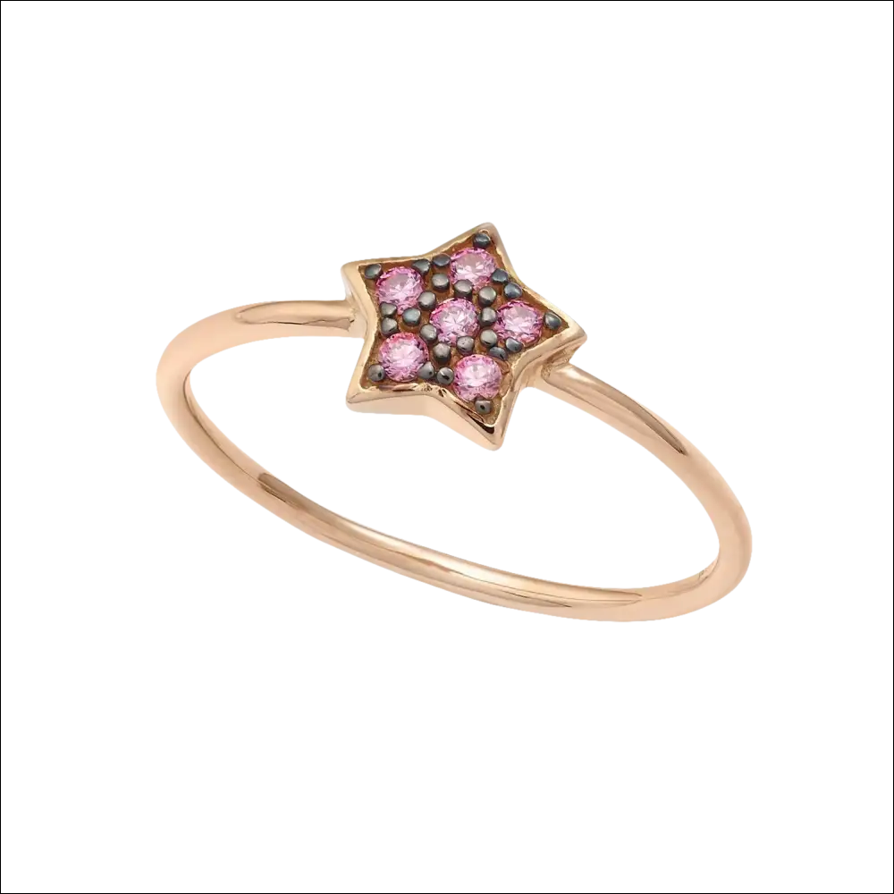 Anello oro rosa a forma di stella con zirconi rosa AAZ 128 AMBROSIA