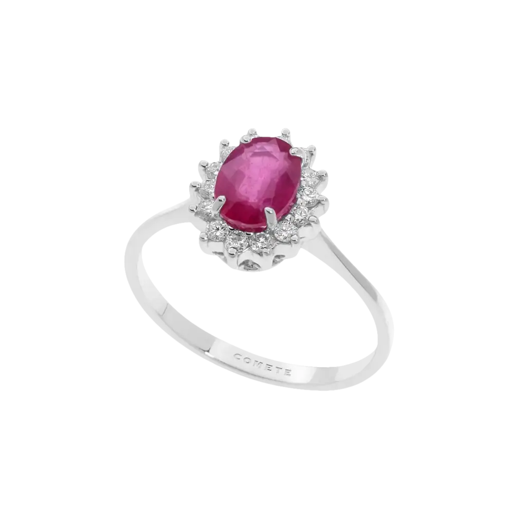 Anello oro rubino e diamanti ANB 2570 COMETE con anello in argento e rubino ovale