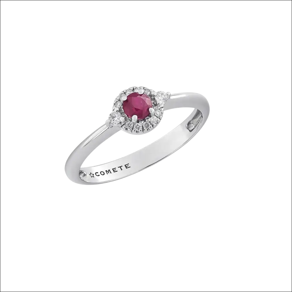 Anello argento rubino ovale e diamanti COMETE GIOIELLI