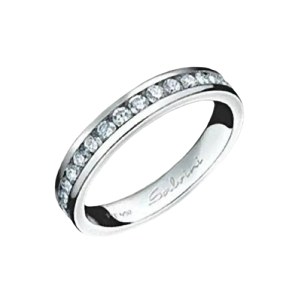 Anello Salvini in platino con diamanti incastonati a canale, stile eternity