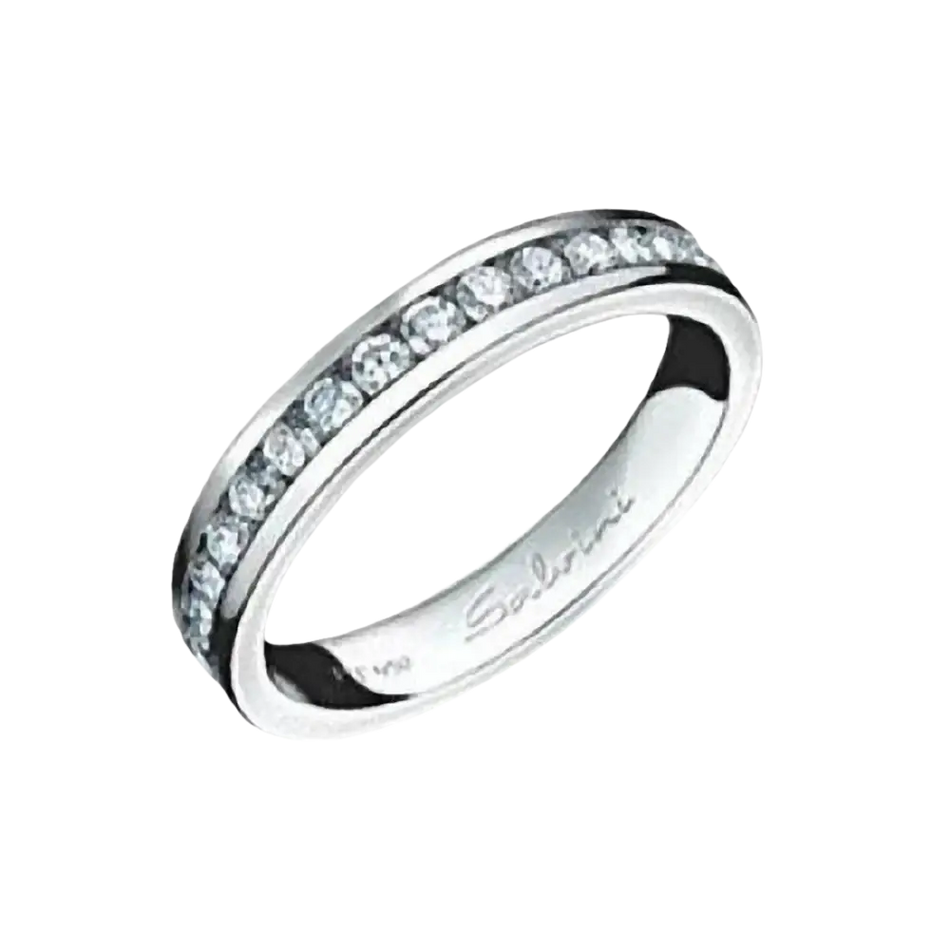 Anello Salvini in platino con diamanti incastonati a canale, stile eternity