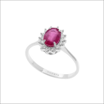 Anello oro rubino e diamanti ANB 2570 COMETE con anello in argento e rubino ovale