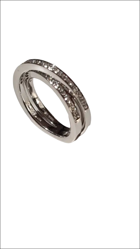 Anello Salvini oro bianco e diamanti con tre bande intrecciate e brillanti