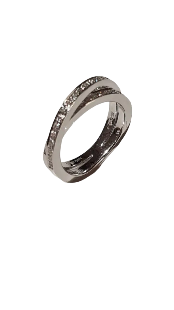 Anello Salvini Oro Bianco e Diamanti, elegante anello argento con diamanti intrecciati