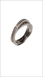 Anello Salvini Oro Bianco e Diamanti, elegante anello argento con diamanti intrecciati