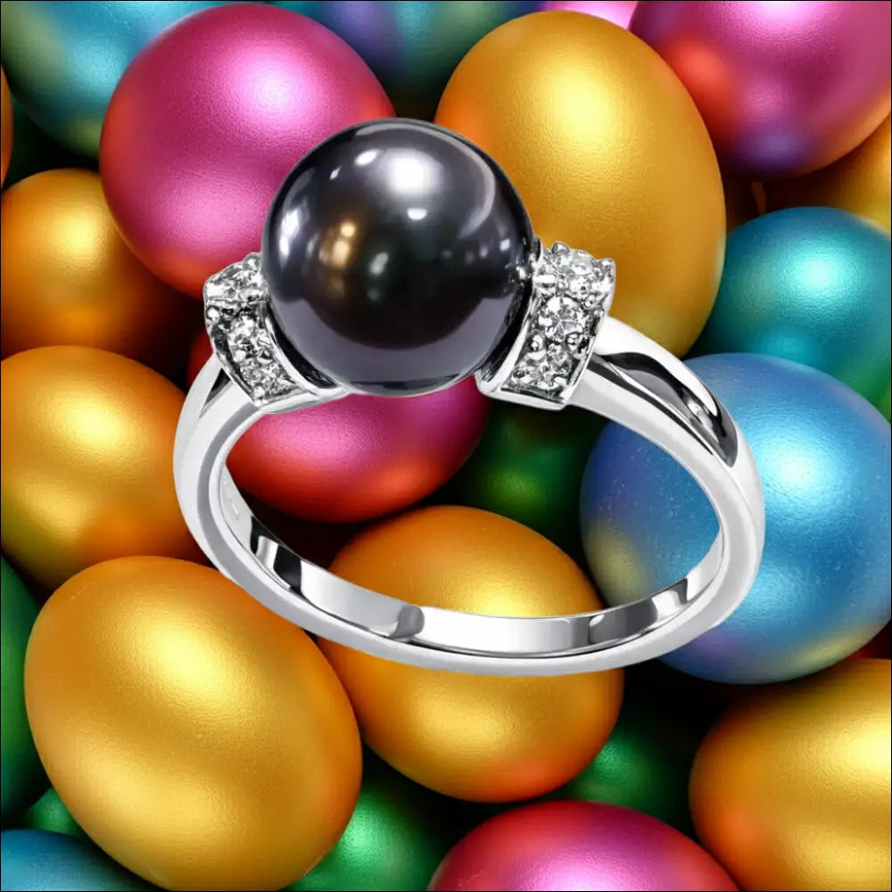 Anello Salvini Oro Bianco, Perla Nera e Diamanti|bonini-gioielli