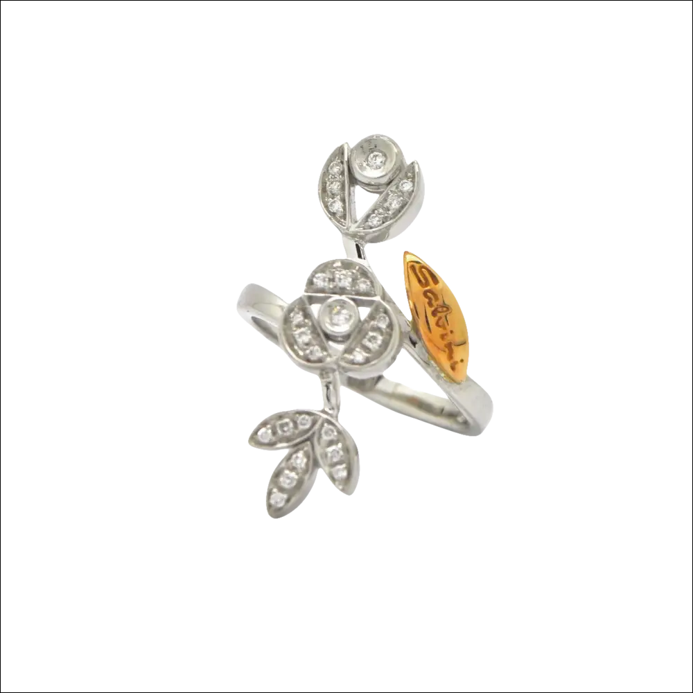 Anello in oro e diamanti ct 0,18 Provence di Salvini con design floreale e dettagli in oro