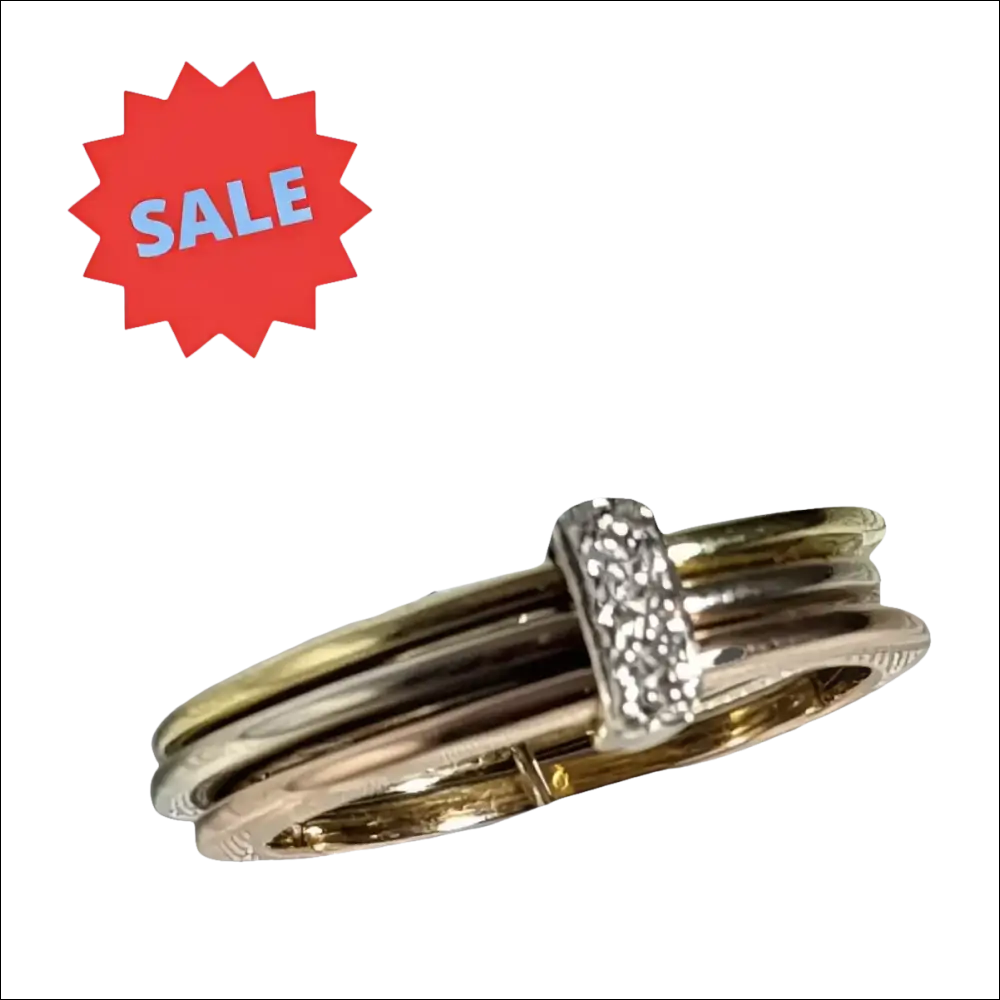 Bangle tri-colore con diamante, Anello Oro con Diamanti Salvini 0,07 ct