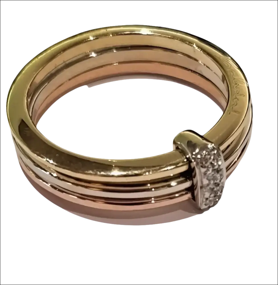 Anello oro tre bande con accentuazione di diamante Salvini ct 0,07