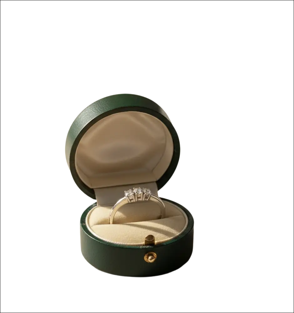 Anello Salvini Tre Diamanti Oro Bianco ct 0.45 in scatola verde