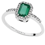 Anello Smeraldo e diamanti COMETE ANB 1896 con oro bianco, smeraldo e halo di diamanti