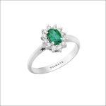 Anello smeraldo e diamanti COMETE ANB 2750 S2 in argento con alone diamanti